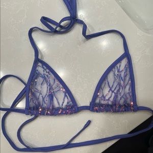 Sparkly purple sheer rave bikini top